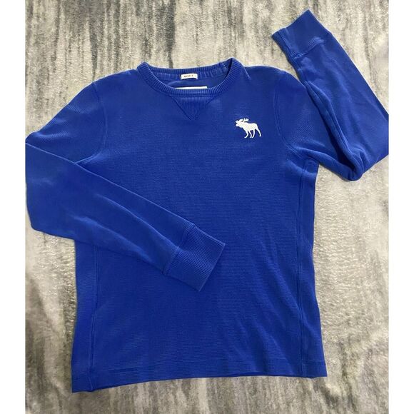 VINTAGE Abercrombie & Fitch‎ Shirt Youth XL  Blue Muscle Y2K 90s Thermal Preppy - Picture 1 of 5